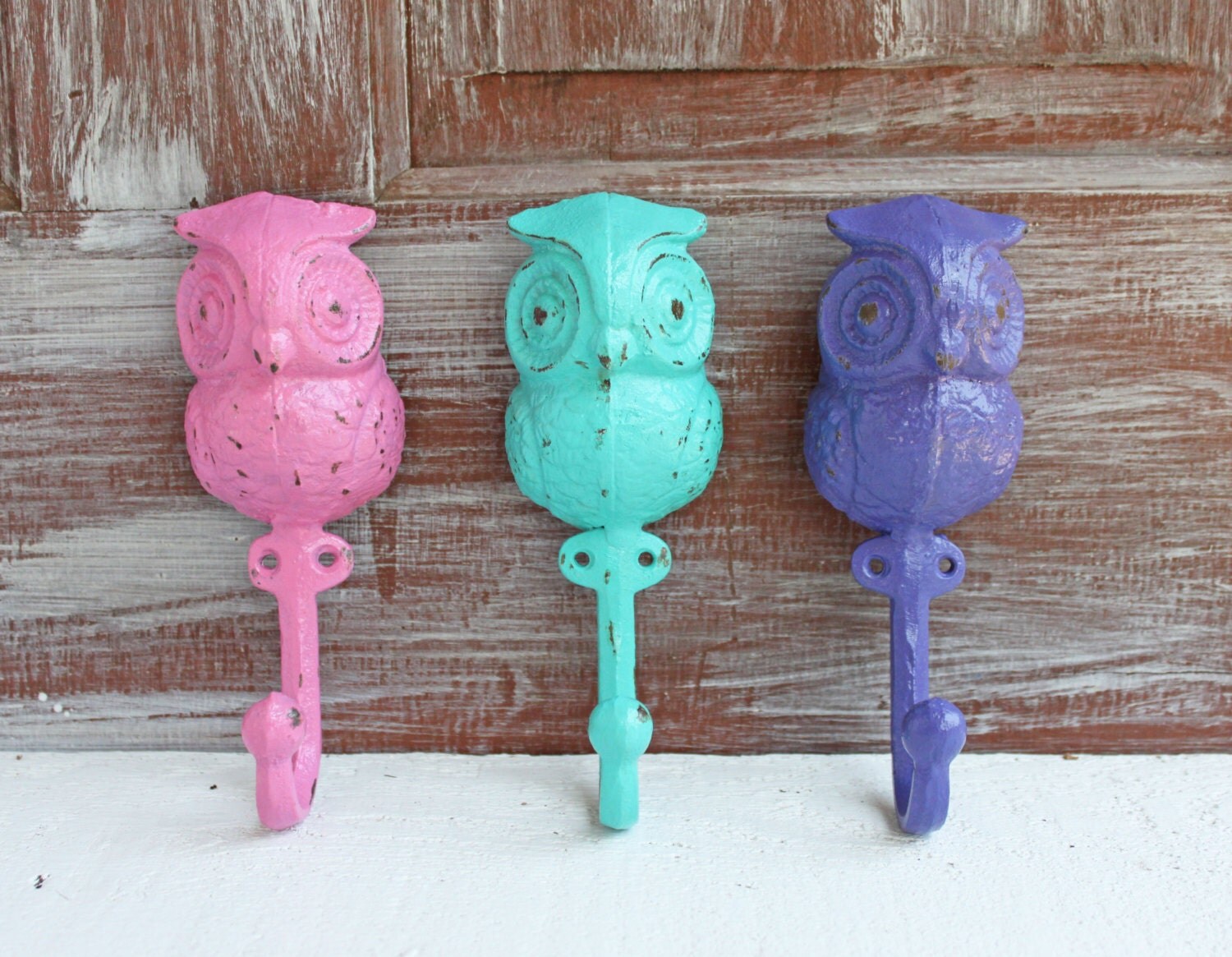 Owl Wall Hooks Set Pink Turquoise Purple Decorative Owl