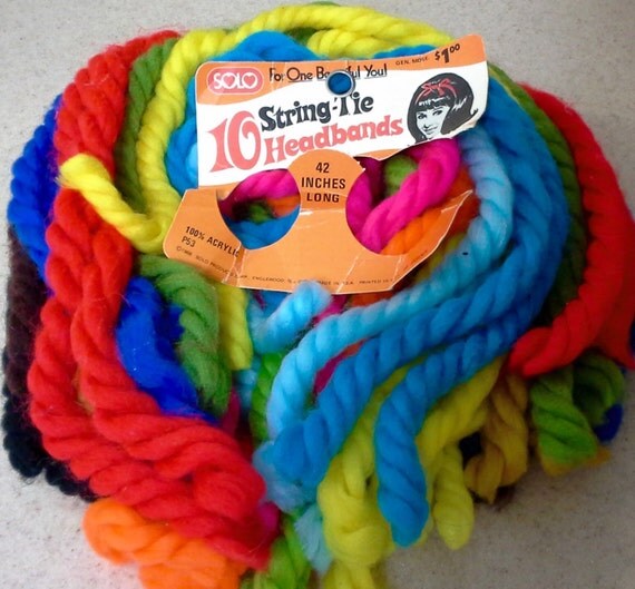 1968 Solo StringTie Headbands Yarn Hair Ribbons