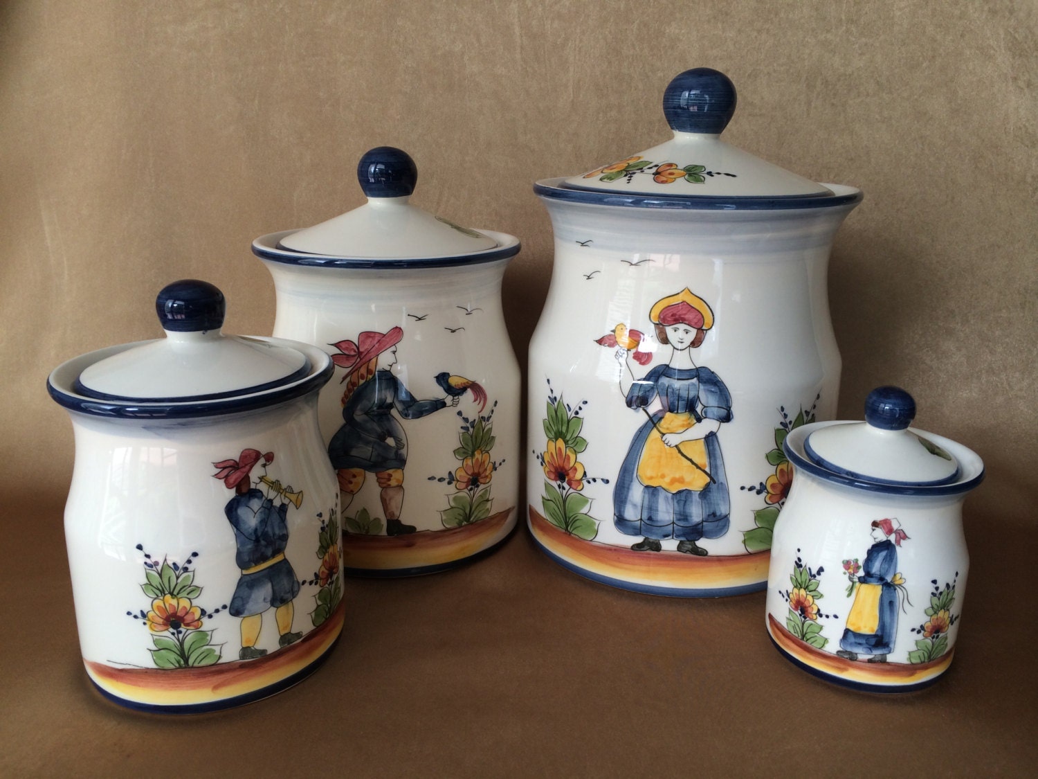 Canister Set Ceramic J Willfred Canisters Portuguese by DotnBettys