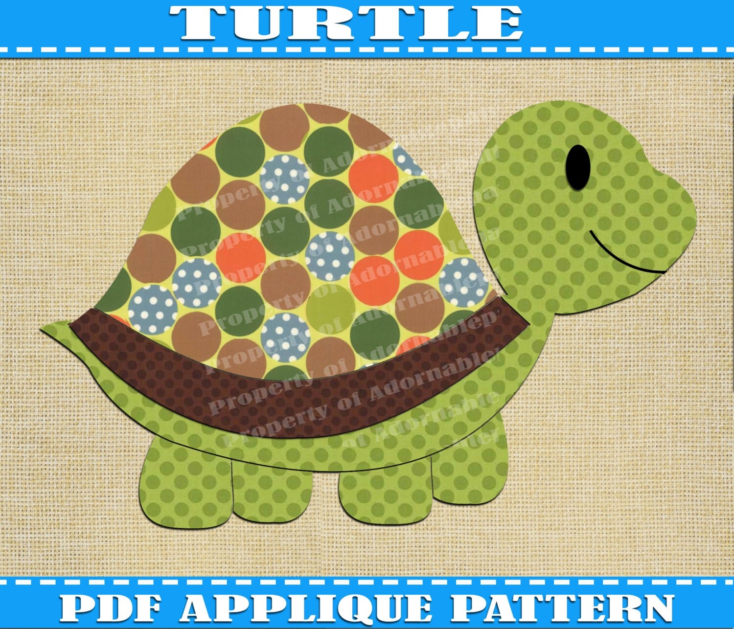 Turtle Applique Pattern Template PDF By AdornablePatterns On Etsy