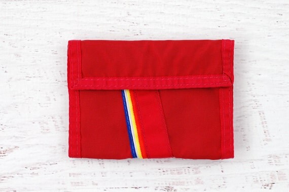 Nylon Trifold Wallet Velcro Closure Red Rainbow by ModernMiner