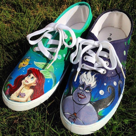 The Little Mermaid shoes Disney Inspired hand painted white