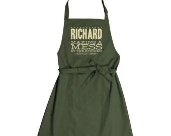 Personalised Making A Mess Since Apron With Pocket - choice of colours!