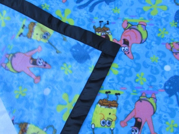 Sponge Bob fleece toddler blanket with satin edge