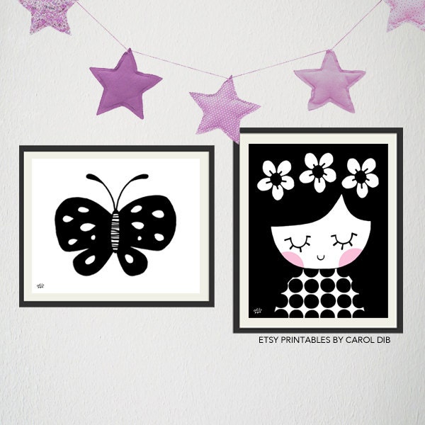 Nursery wall art PRINTABLE SET little girls by printablesbycarol