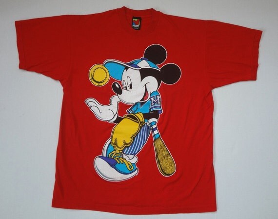 Mickey Mouse Baseball T-Shirt Vintage 1990s XL by thebrokenzipper