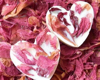 Floral wax melt tarts dorm decor Rose soy melts wickless candle Dry flower tart warmer heart Set of 2 decor Wedding favors Air freshener