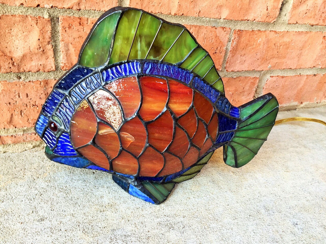 Vintage Stained Glass Electric Night Light Vintage