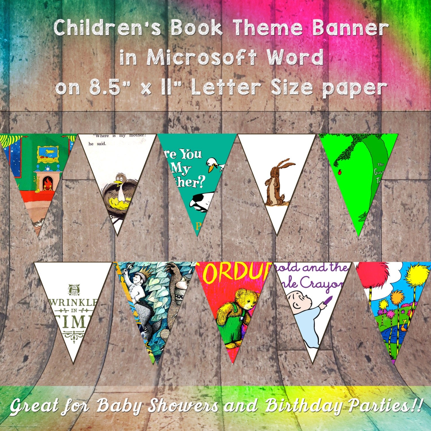 Children's Book Themed Banner for Birthday by aFriendDesigns