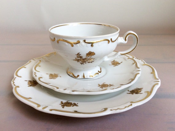China and Weimar  plate  saucer trio vintage saucer Tea Vintage cup cup tea  Porcelain old plate Germany