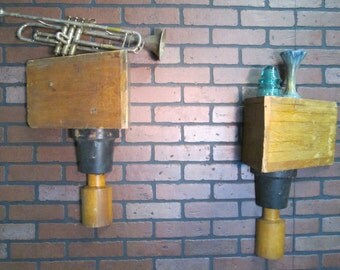 PAIR Vintage Industrial Wall Shelves Wooden Foundry Mold Early 1900's 22" Tall Industrial Decor