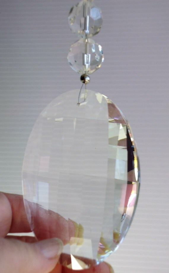 Large Prism big crystal faceted oval large hanging prism
