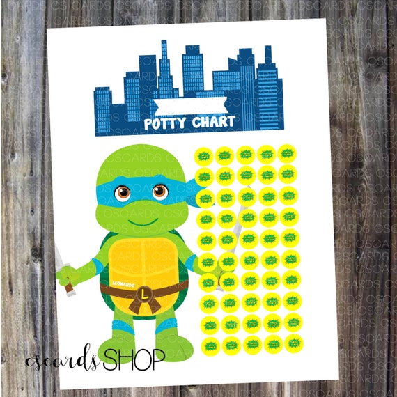 Items Similar To Leonardo Ninja Turtle Potty Chart 50 Sticker Places For Mark Off Perfect For