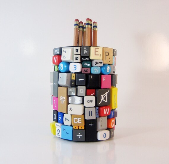 Techie pencil holder. Unique gift for men guys by OfficeDeco