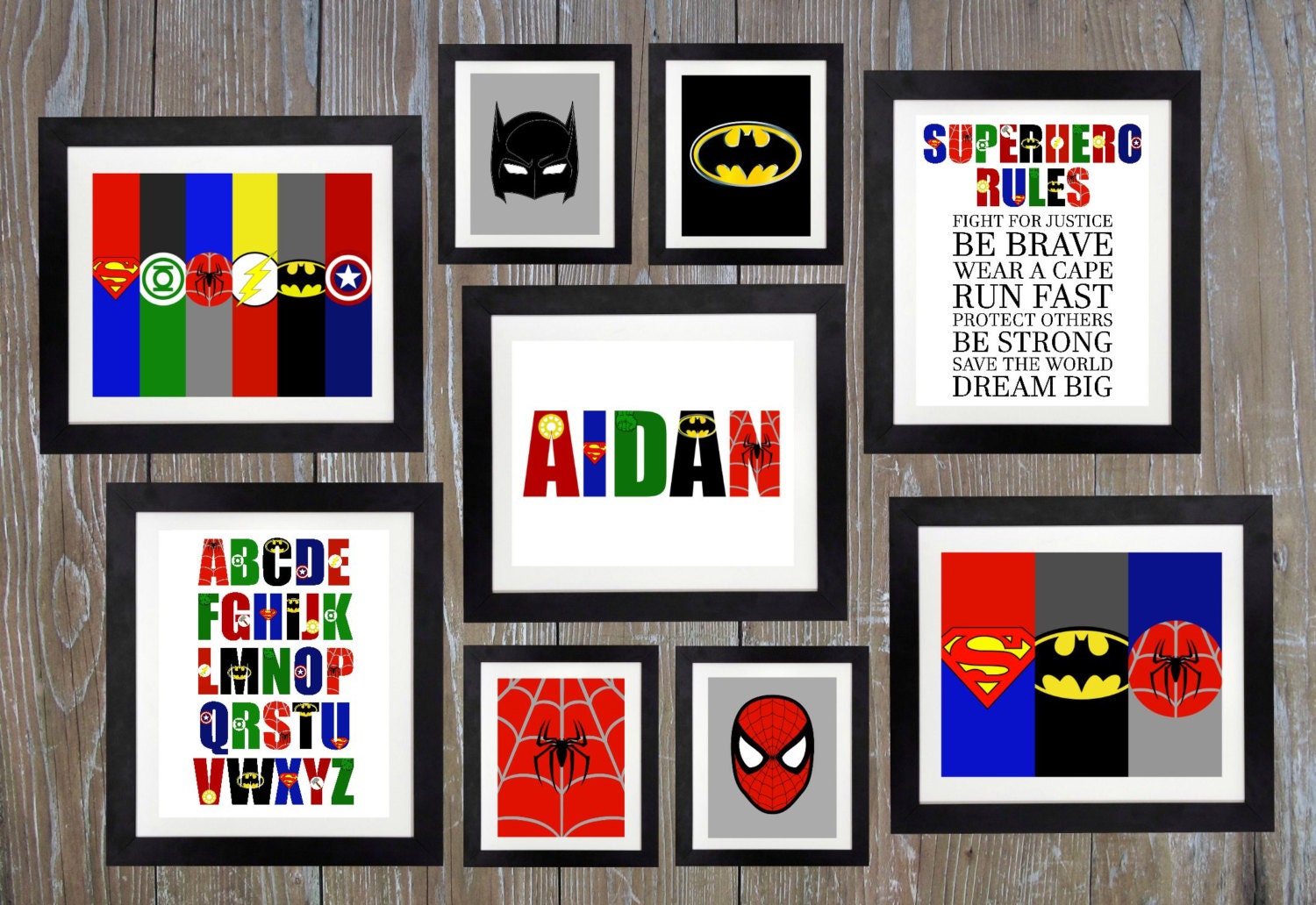 Superhero Gallery Wall // Superhero Art // Custom Superhero