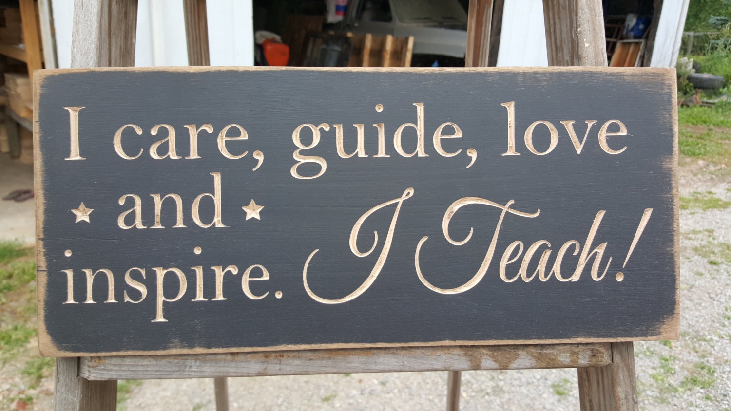 Custom Carved Wooden Sign I Care Guide Love