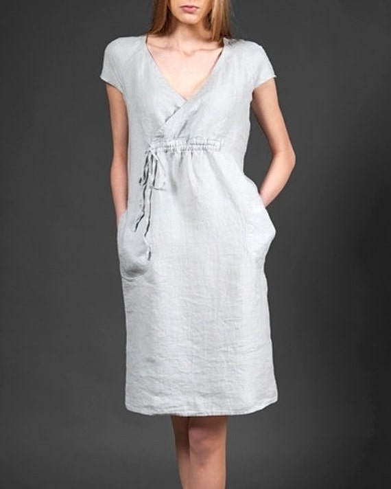 Light Grey Linen Dress Woman Dress Flax Natural Clothing