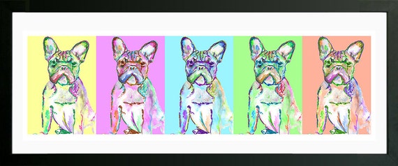 French Bulldog rainbow Dog Painting Multi-colored Bulldog