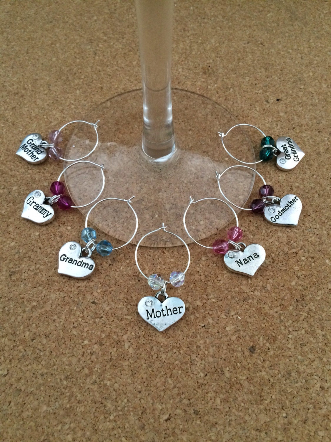 Crystal FAMILY Wine Glass Charm HolderChoose Swarovski