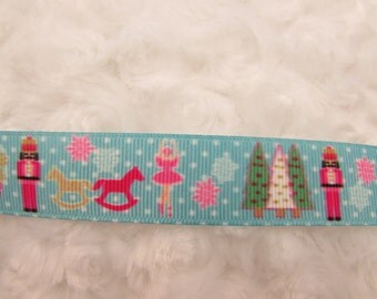 7/8in 1 yd the Nutcracker Pattern GrosGrain Ribbon, hair bow ribbon, Christmas ribbon, ballerina ribbon, DIY Hairbows