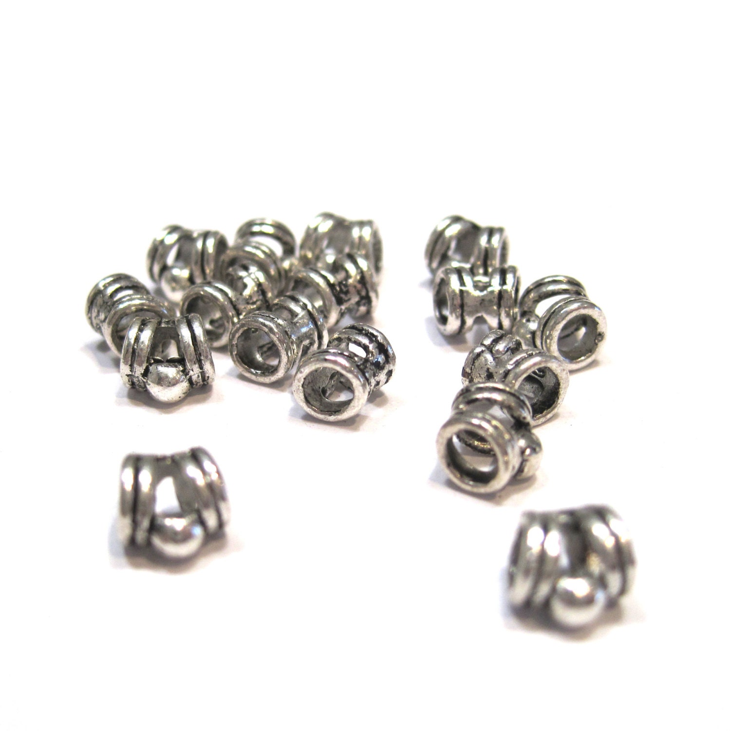 Metal Spacer Two Rings with Ball 7mm Antique Silver by Beeeeds