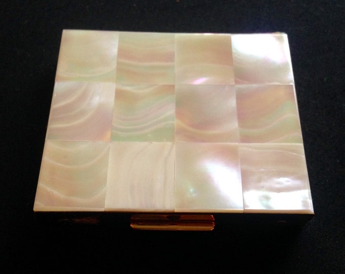 Storewide 25% Off SALE Vintage Mother Of Pearl Designer Makeup Compact By Pearl Case Co. Featuring Inlaid Design