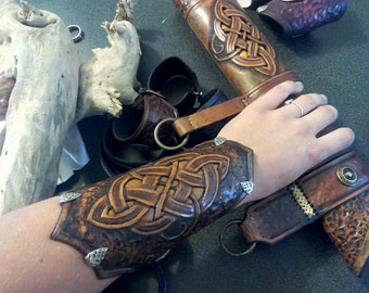 leather medieval, celtic or elvish bracelet