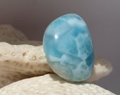 Larimar Caribbean Azure Blue Marbled Half-moon cab AAA Dolphin cabochon pectolite Atlanis stone 9g 45ct