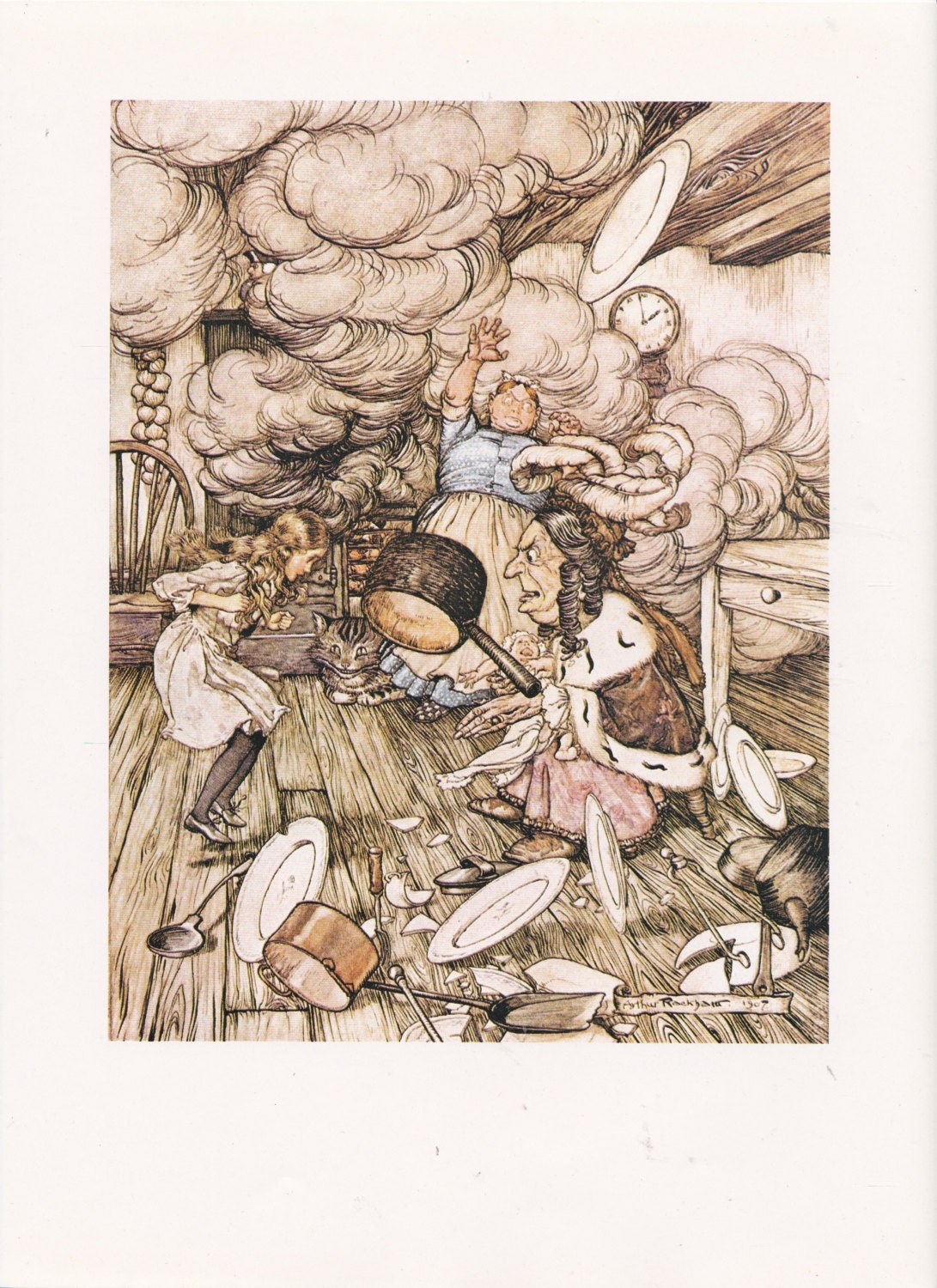 Arthur Rackham Original Vintage Alice in Wonderland Art Print.