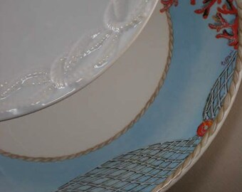 2 Tiered Cake Stand, Tiered Pastry Server, Cupcake Stand Holder Nautical Coastal