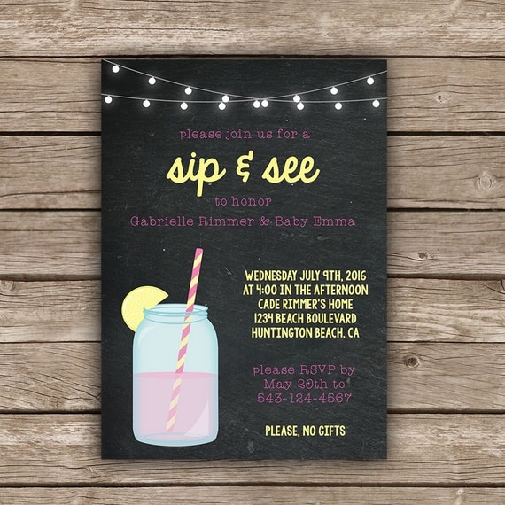 Printable sip and see invitation sip & by MellieBellieBoutique
