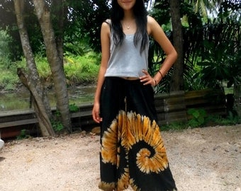 Ladies Handmade Tie Dye Harem Pants. Baggy Pants. With Pockets. Black