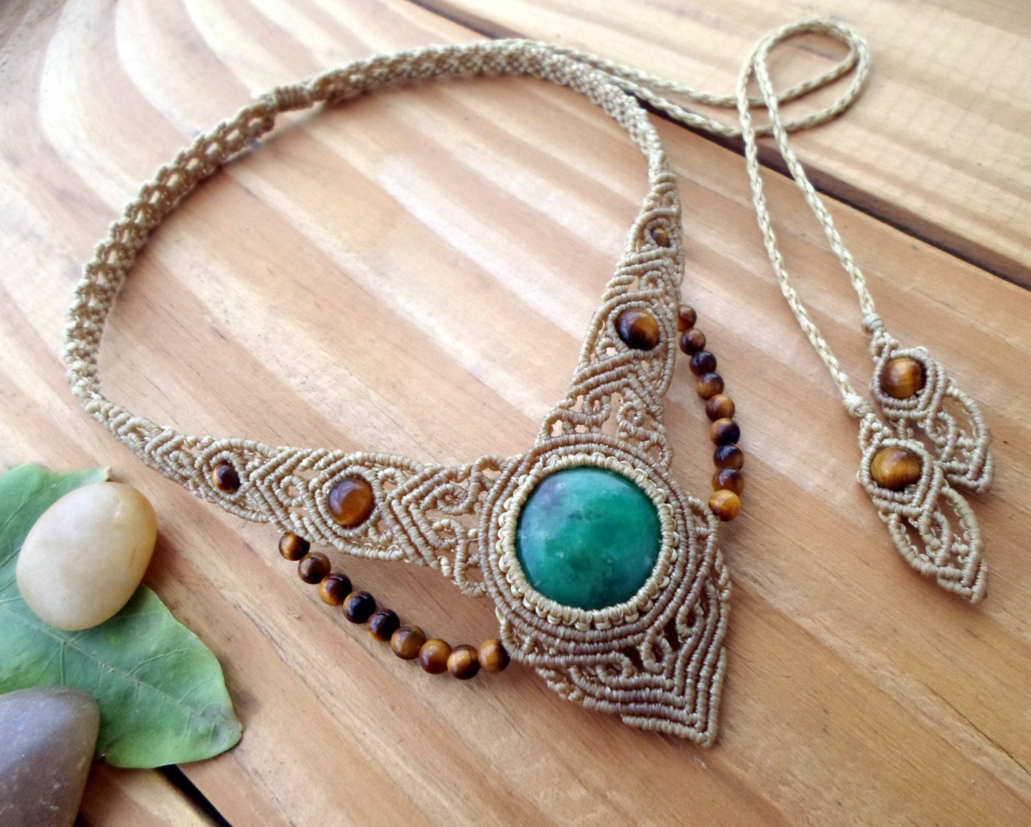 macrame gemstone necklace