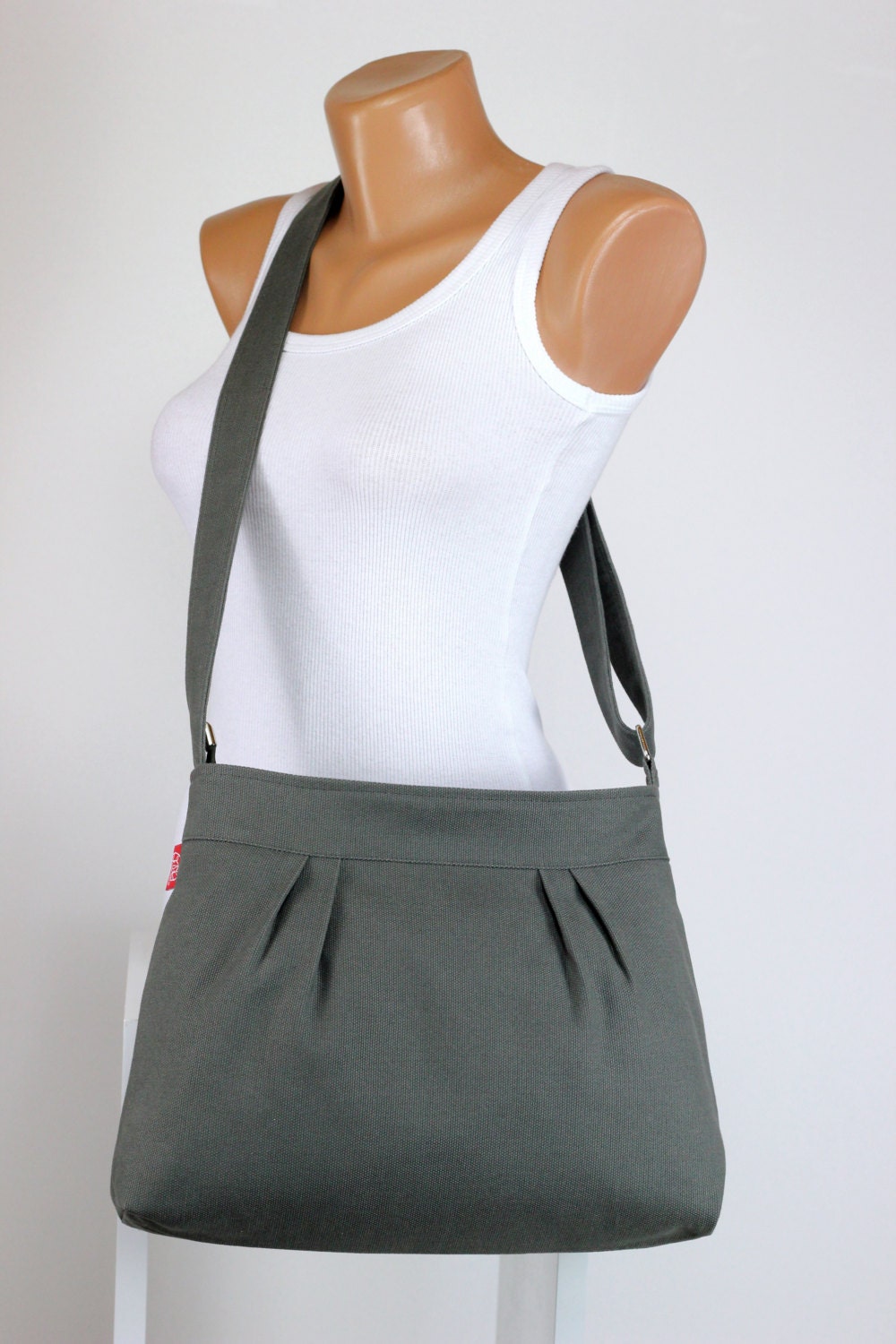 Gray Bag Small Bag Pleated Bag Canvas Purse by hippirhino on Etsy