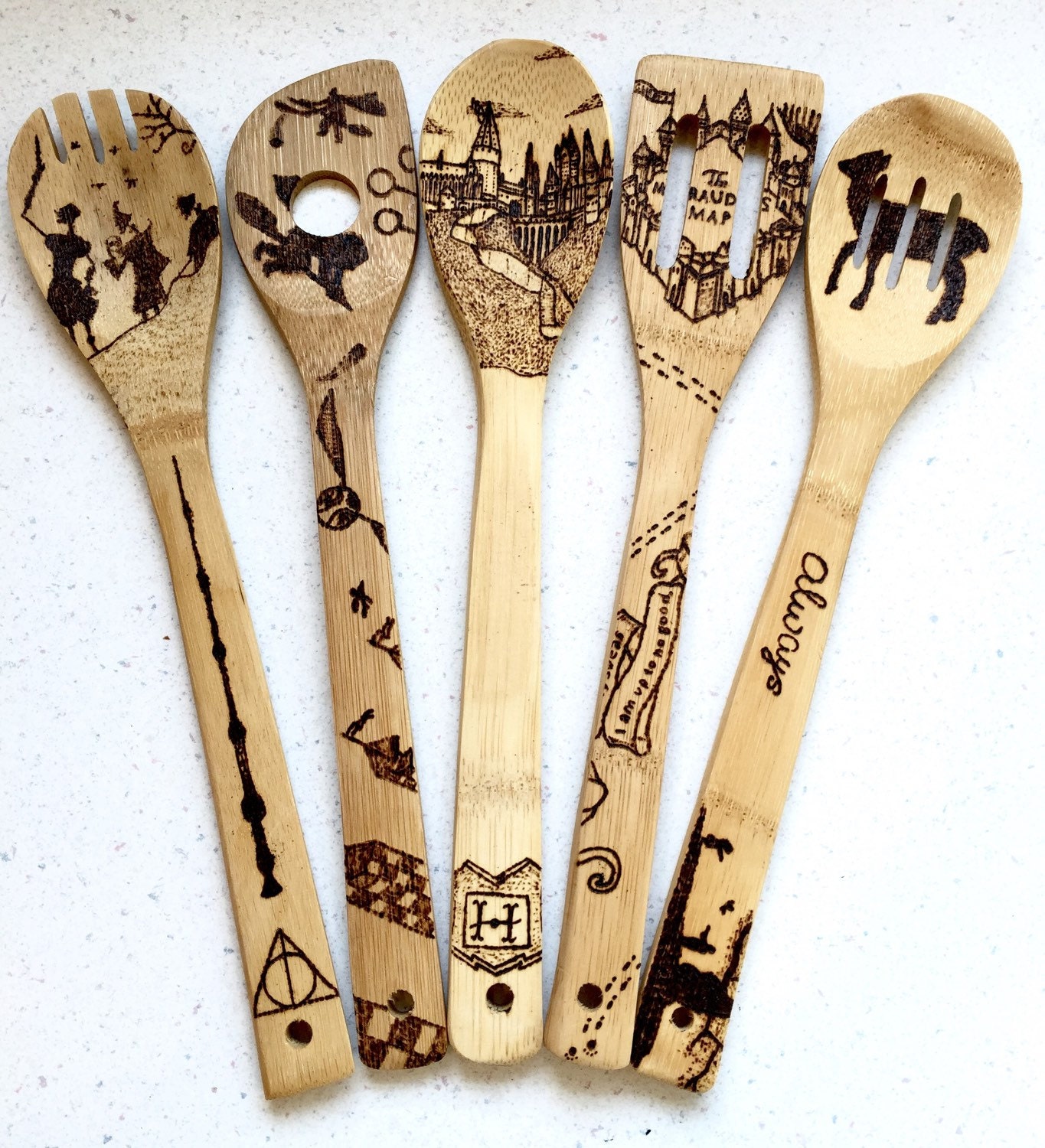 Harry Potter wood burned spoons. Custom personalize free