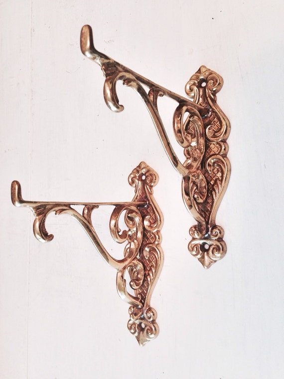 Brass Shelf Brackets / Vintage Set Of Ornate By MadisonMarketHouse