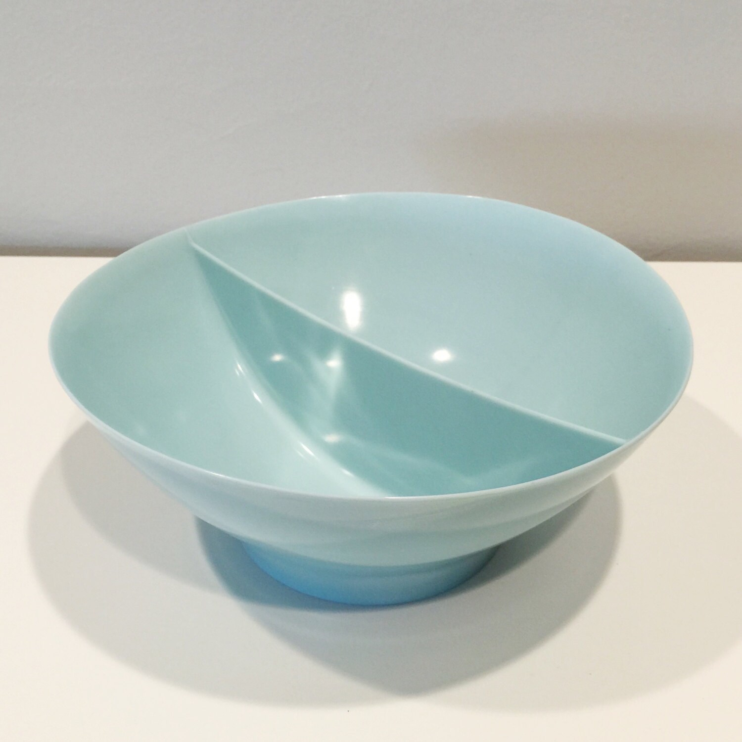 vintage blue divided serving bowl by Lucent Dinnerware, designed by