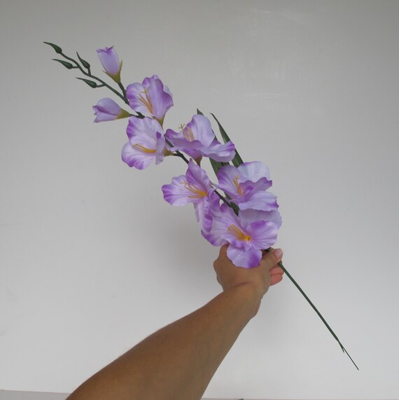 5 Silk Gladiolus Branches Artificial Bright Purple Flower