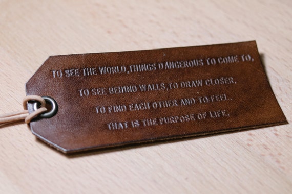 custom Luggage tag with life\u002639;s quote handmade emboss custom Luggage tag with life\u002639;s quote handmade emboss