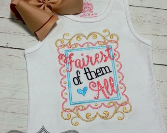 Embroidery design 5x7 6x10 Fairest of them All, Princess embroidery, embroidery sayings, socuteappliques, Little girl embroidery