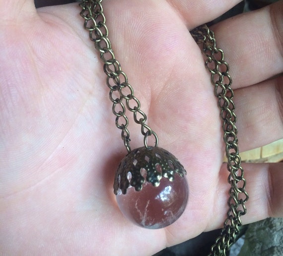 Clear Quartz Crystal Ball Necklace by HiddenGemHollow on Etsy
