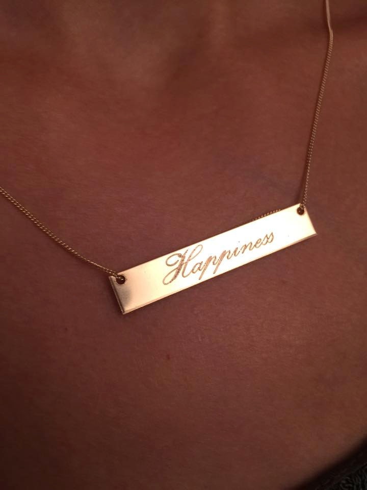 Gold Bar Necklace Personalized Name Bar Necklace / 14k Gold