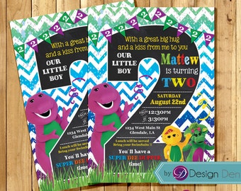 Items similar to Barney and Friends Birthday Invitation or Thank You ...