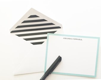 Classic Teal and Black Personalized Stationery