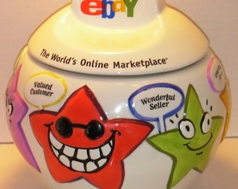 Official EBAY Cookie Jar!! Stands 8.5" tall and is about 8.5" in diameter. A MUST have cookie jar!