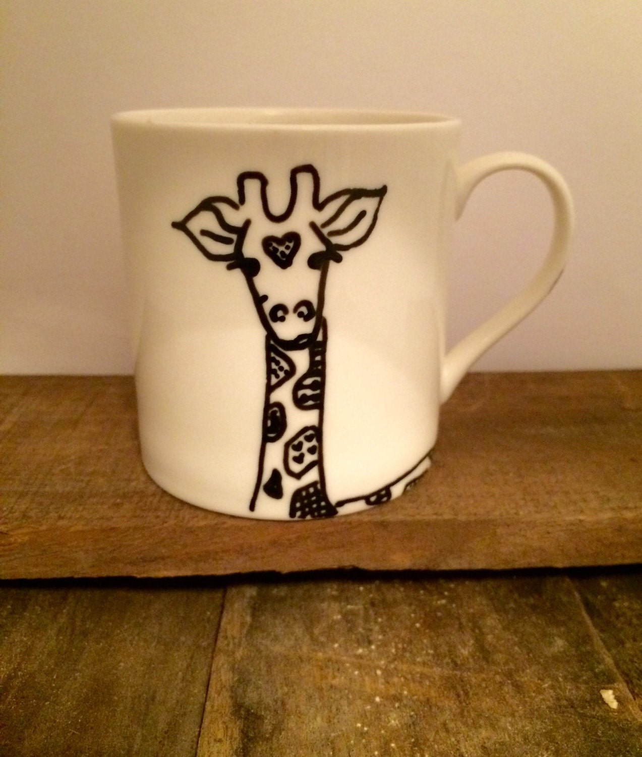 Giraffe Mug Minimalist Black and White Hand Drawn Coffee Cup