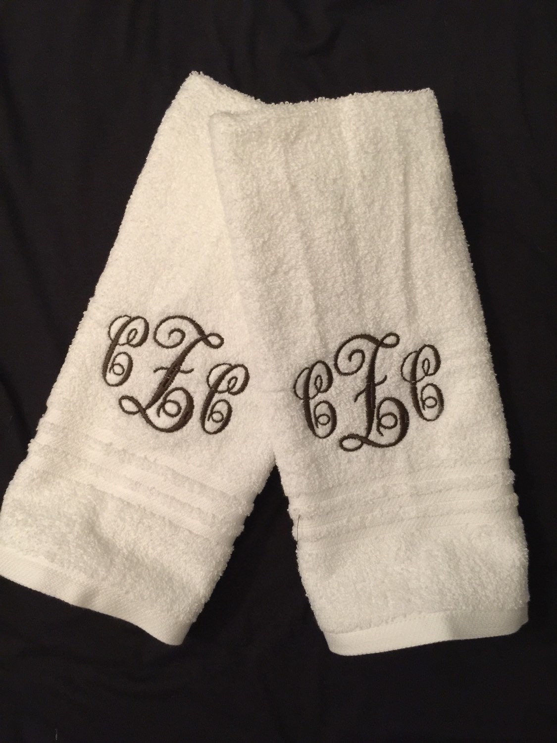 Monogram Hand Towel Set/ Personalized Hand Towels/ by GMonogram