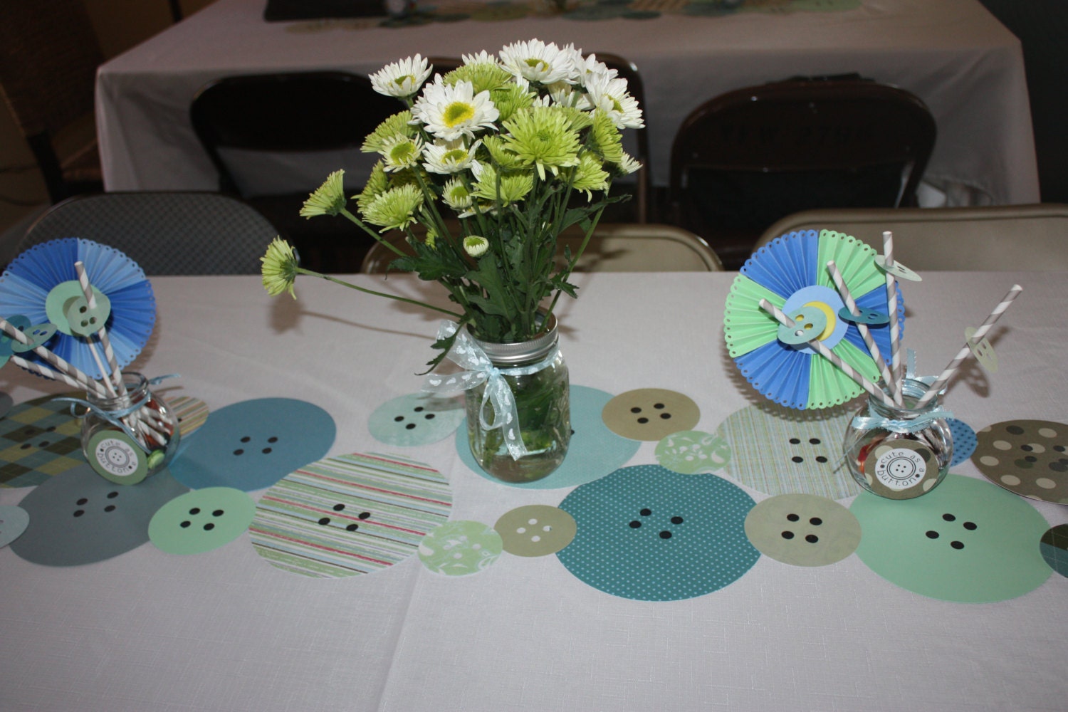 Button Baby Shower Table Runner Cute as a Button Baby Shower