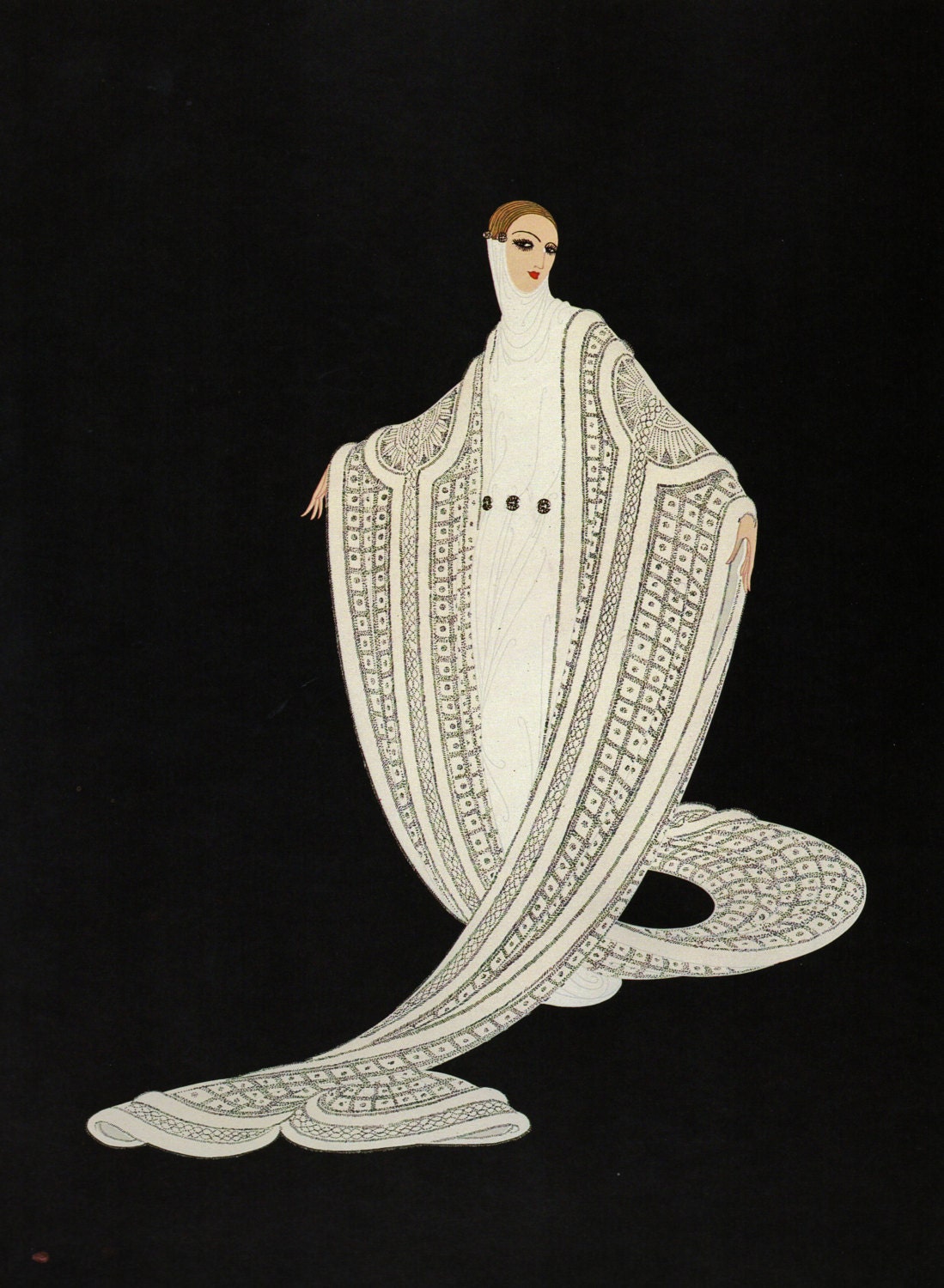 Chic Original Vintage ERTE ART Deco Print PURITY