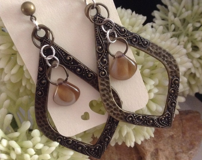 Bronze & Czech Glass Earrings